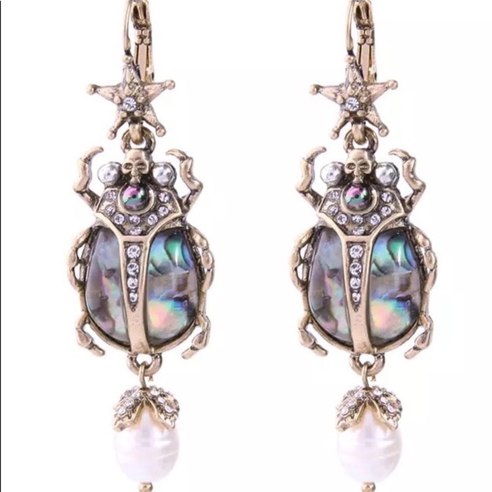 Art Deco Style Earring Scarab beetle scull star